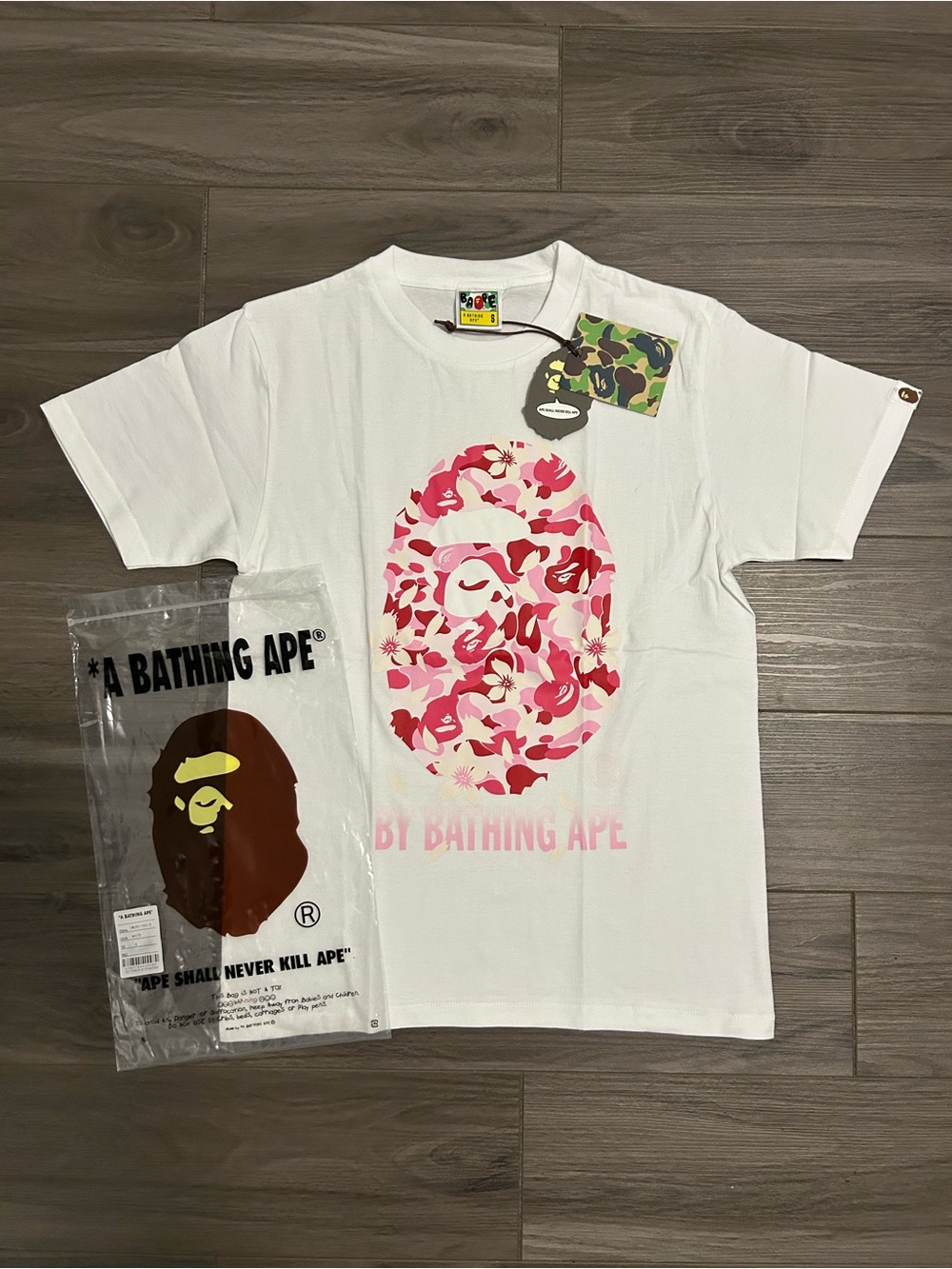 BAPE Floral Camo Ape Head White T-Shirt – Pink